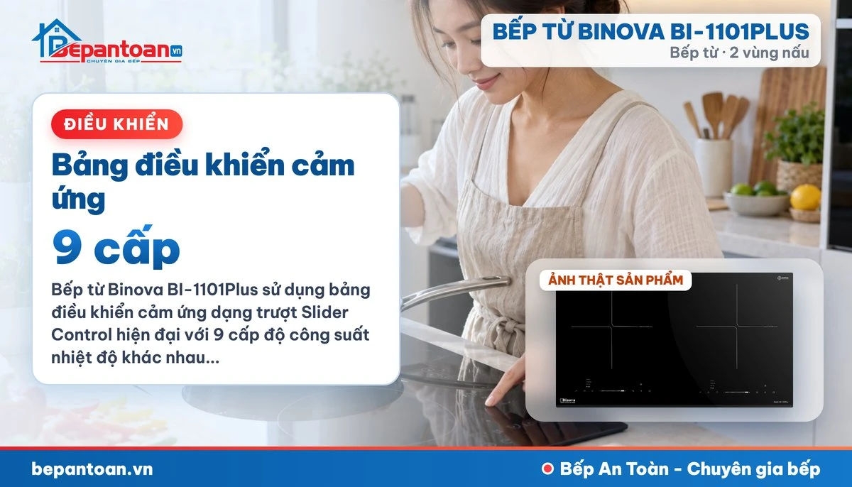 Bếp từ Binova BI-1101PLUS - Bảng điều khiển cảm ứng