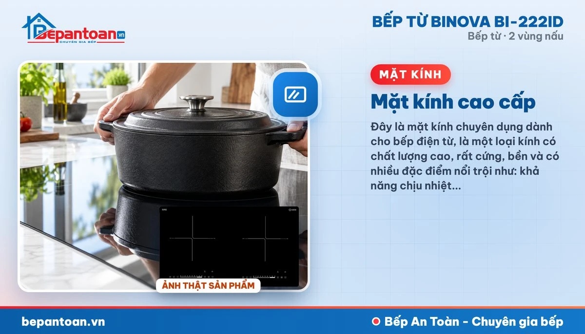 Bếp từ Binova BI-222ID - Mặt kính cao cấp