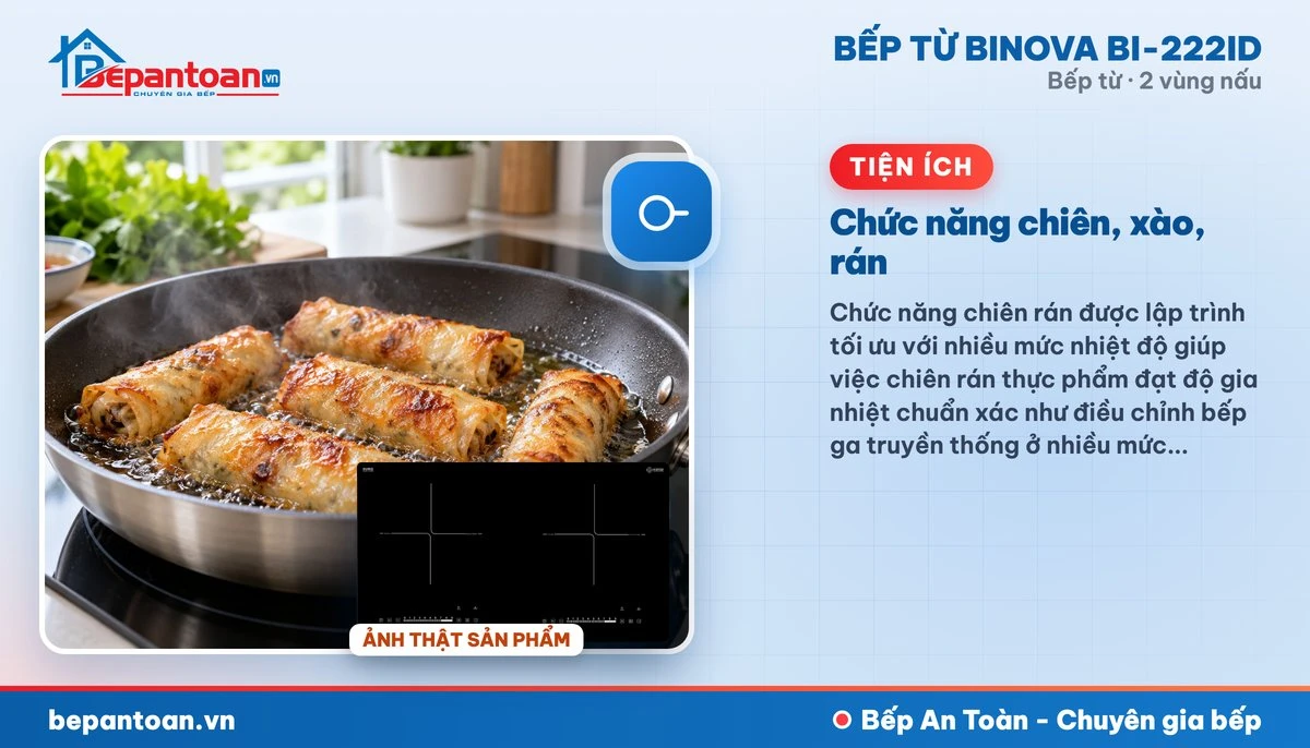 Bếp từ Binova BI-222ID - Chức năng chiên, xào, rán