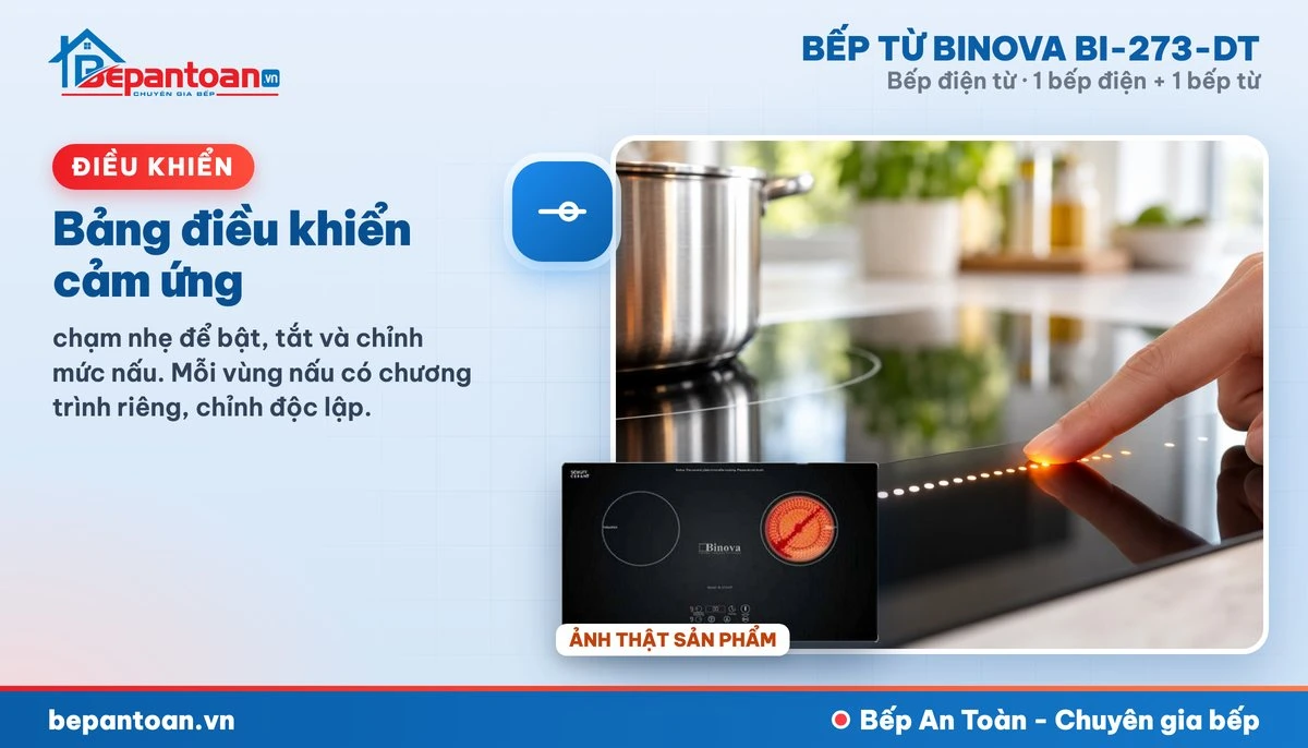 Bếp điện từ Binova BI-273-DT - Bảng điều khiển cảm ứng