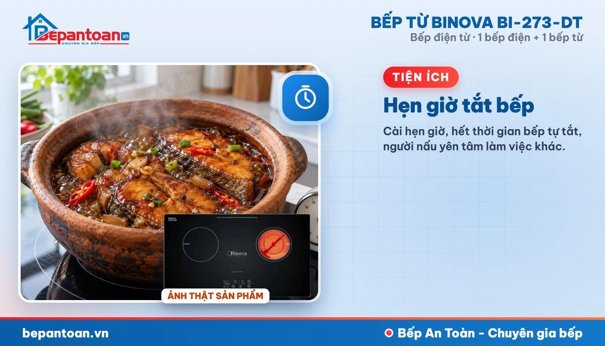 Bếp điện từ Binova BI-273-DT - Hẹn giờ tắt bếp