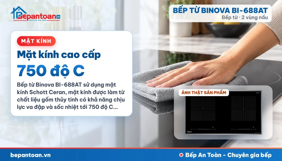 Bếp từ Binova BI-688AT - Mặt kính cao cấp
