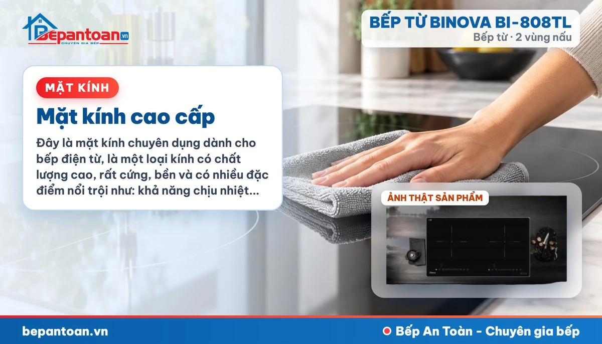Bếp từ Binova BI-808TL - Mặt kính cao cấp