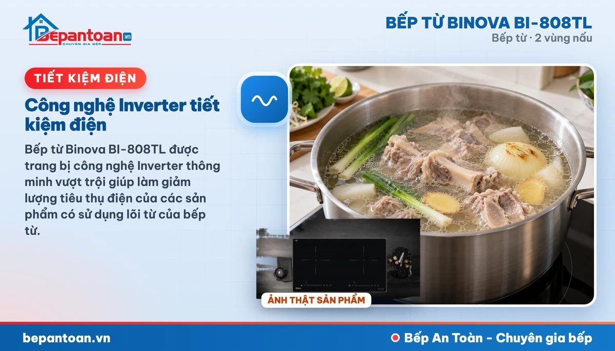 Bếp từ Binova BI-808TL - Công nghệ Inverter tiết kiệm điện