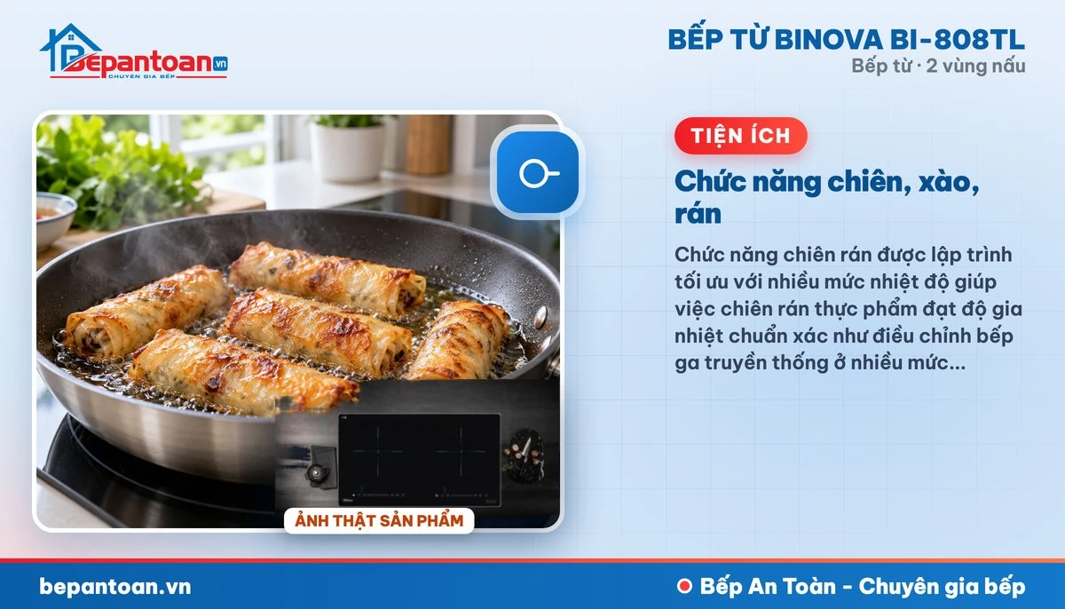 Bếp từ Binova BI-808TL - Chức năng chiên, xào, rán