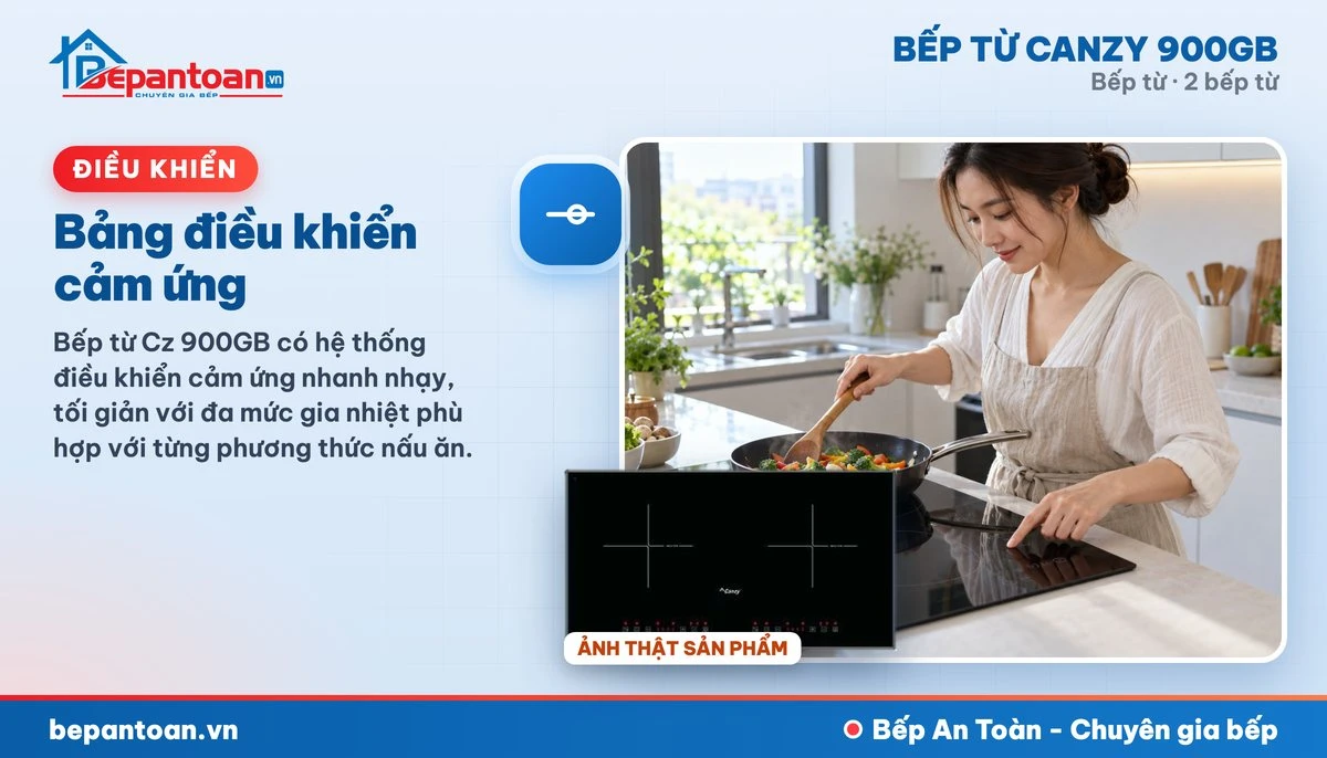 Bếp từ Canzy 900GB - Bảng điều khiển cảm ứng