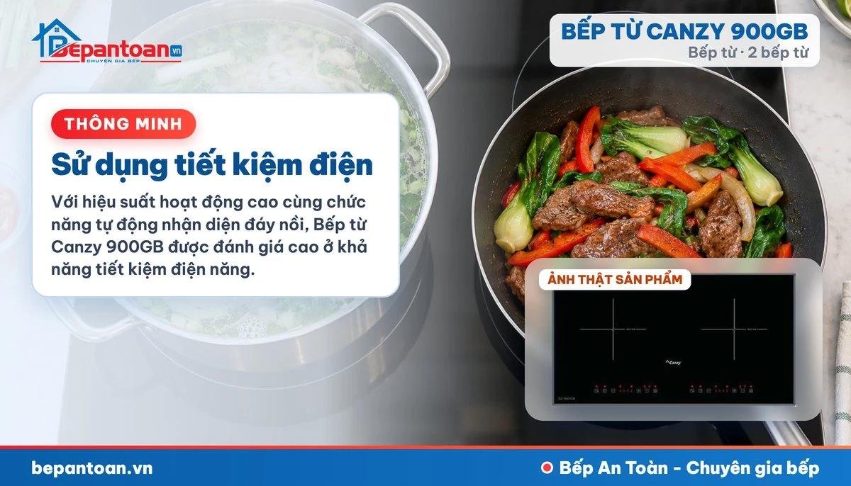 Bếp từ Canzy 900GB - Sử dụng tiết kiệm điện