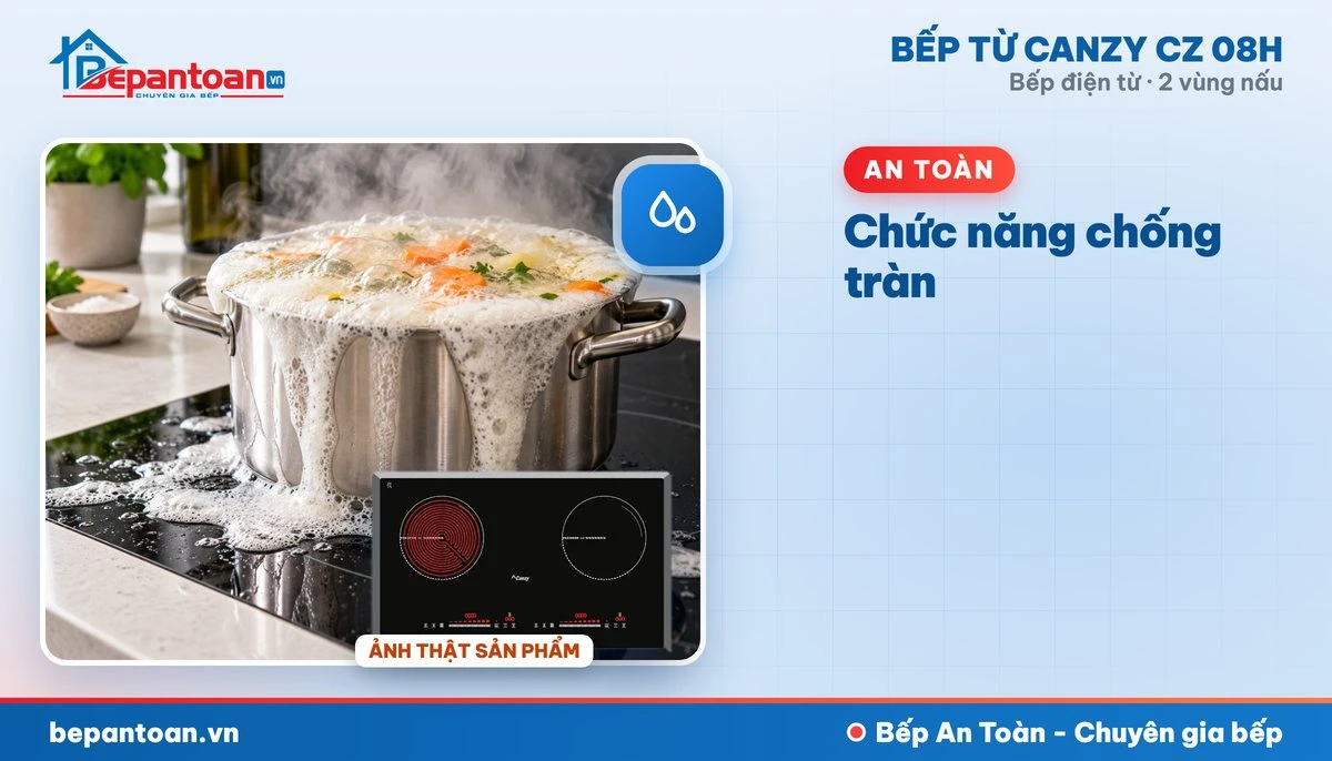 Bếp điện từ Canzy CZ 08H - Chức năng chống tràn
