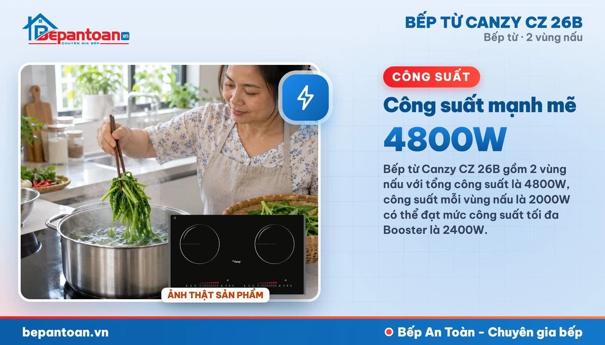 Bếp từ Canzy CZ 26B - Công suất mạnh mẽ