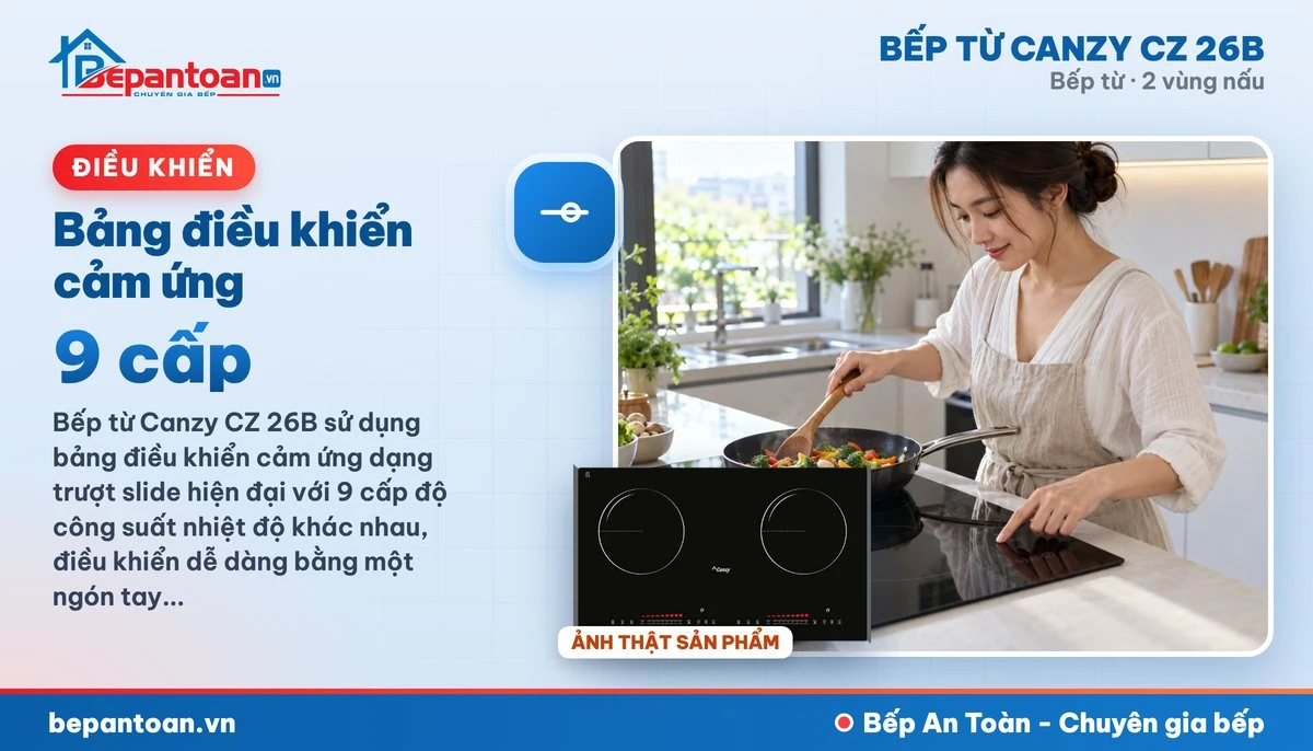 Bếp từ Canzy CZ 26B - Bảng điều khiển cảm ứng