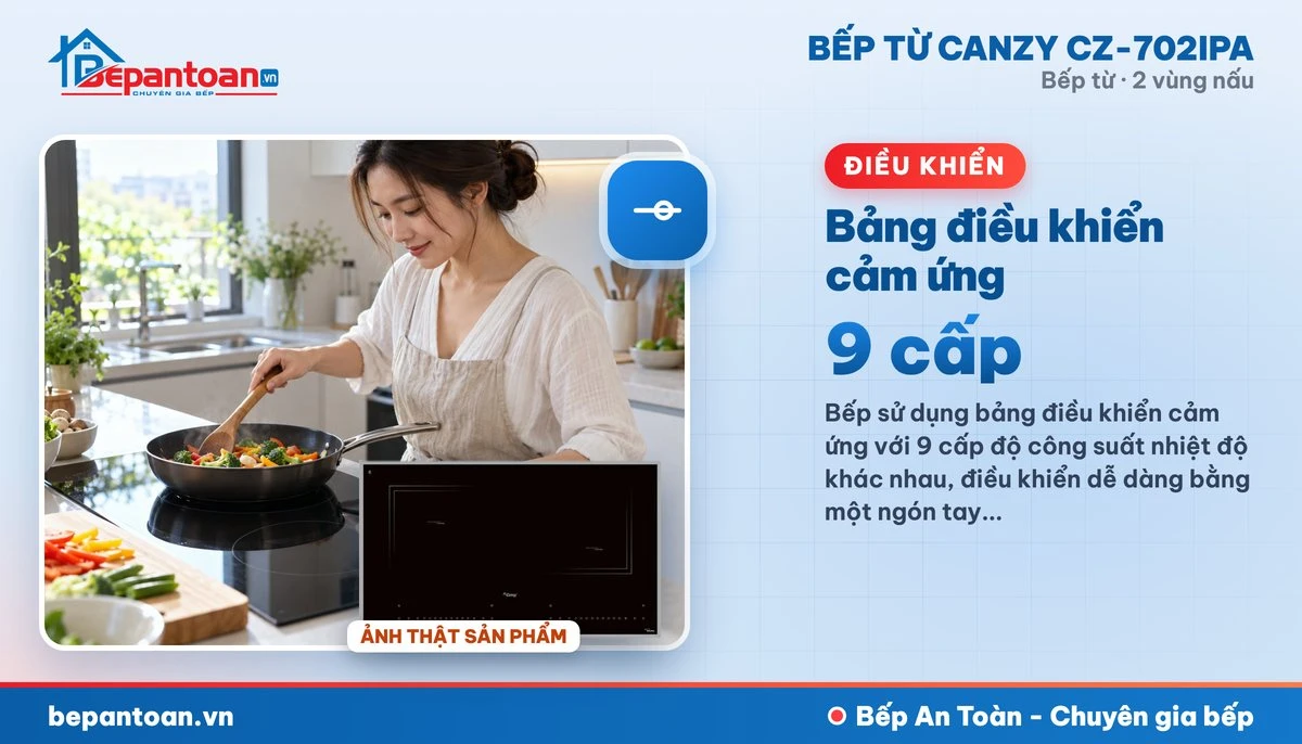 Bếp từ Canzy CZ-702IPA - Bảng điều khiển cảm ứng