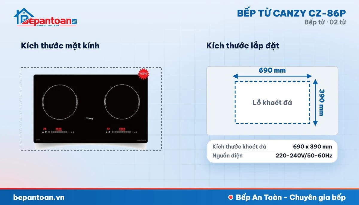 Bếp từ Canzy CZ-86P - thông số kỹ thuật