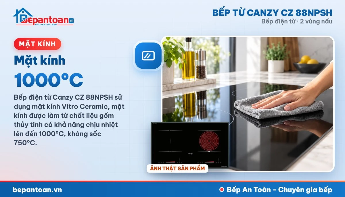 Bếp điện từ Canzy CZ 88NPSH - Mặt kính