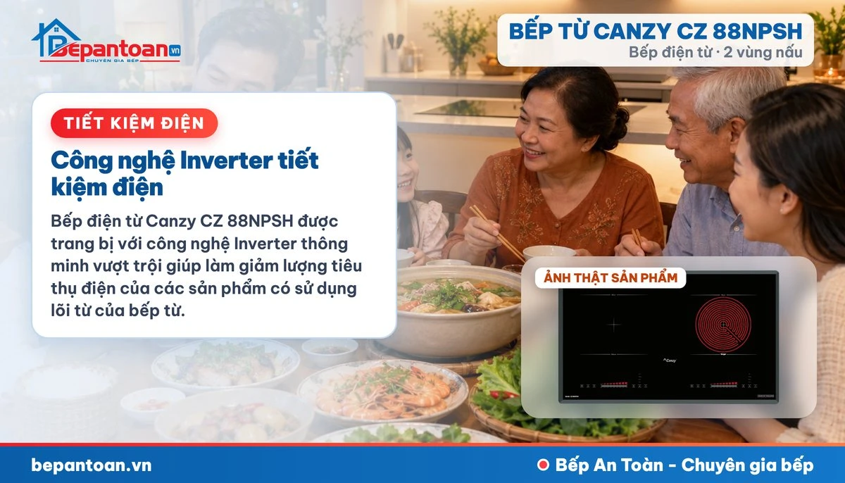 Bếp điện từ Canzy CZ 88NPSH - Công nghệ Inverter tiết kiệm điện