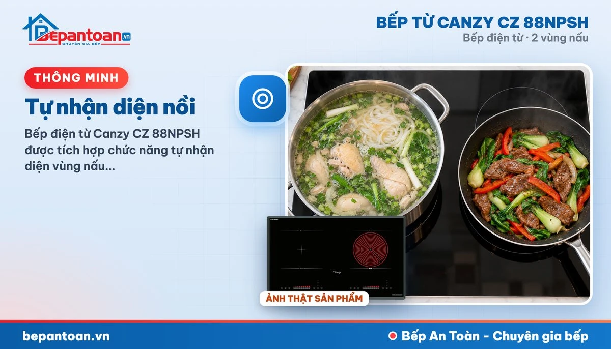 Bếp điện từ Canzy CZ 88NPSH - Tự nhận diện nồi