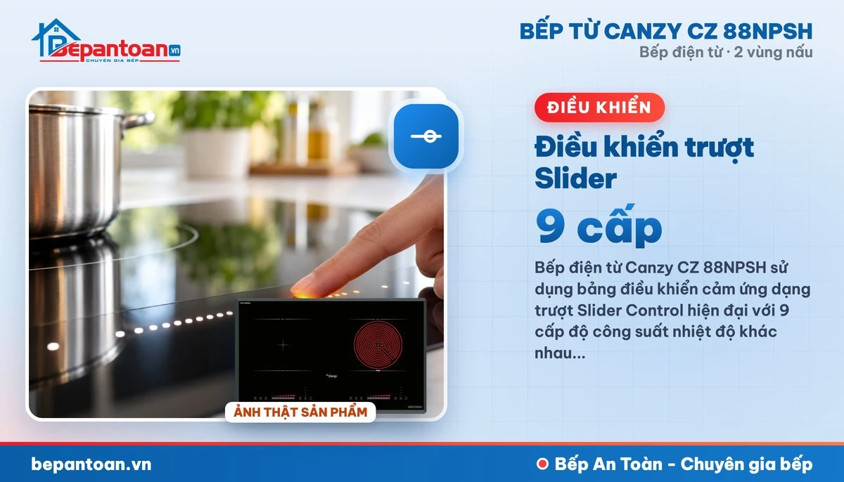 Bếp điện từ Canzy CZ 88NPSH - Điều khiển trượt Slider