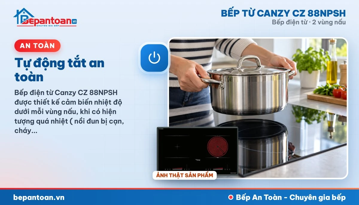 Bếp điện từ Canzy CZ 88NPSH - Tự động tắt an toàn