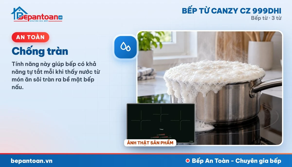 Bếp từ Canzy CZ 999DHI - Chống tràn
