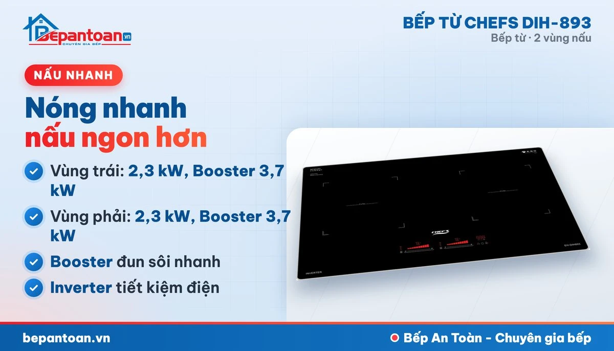 Bếp từ Chefs DIH-893 - công suất mạnh, nấu nhanh
