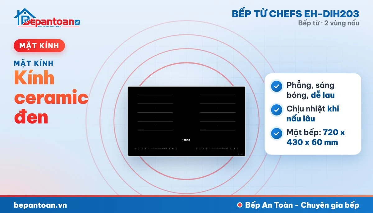 Bếp từ Chefs EH-DIH203 - kính ceramic đen
