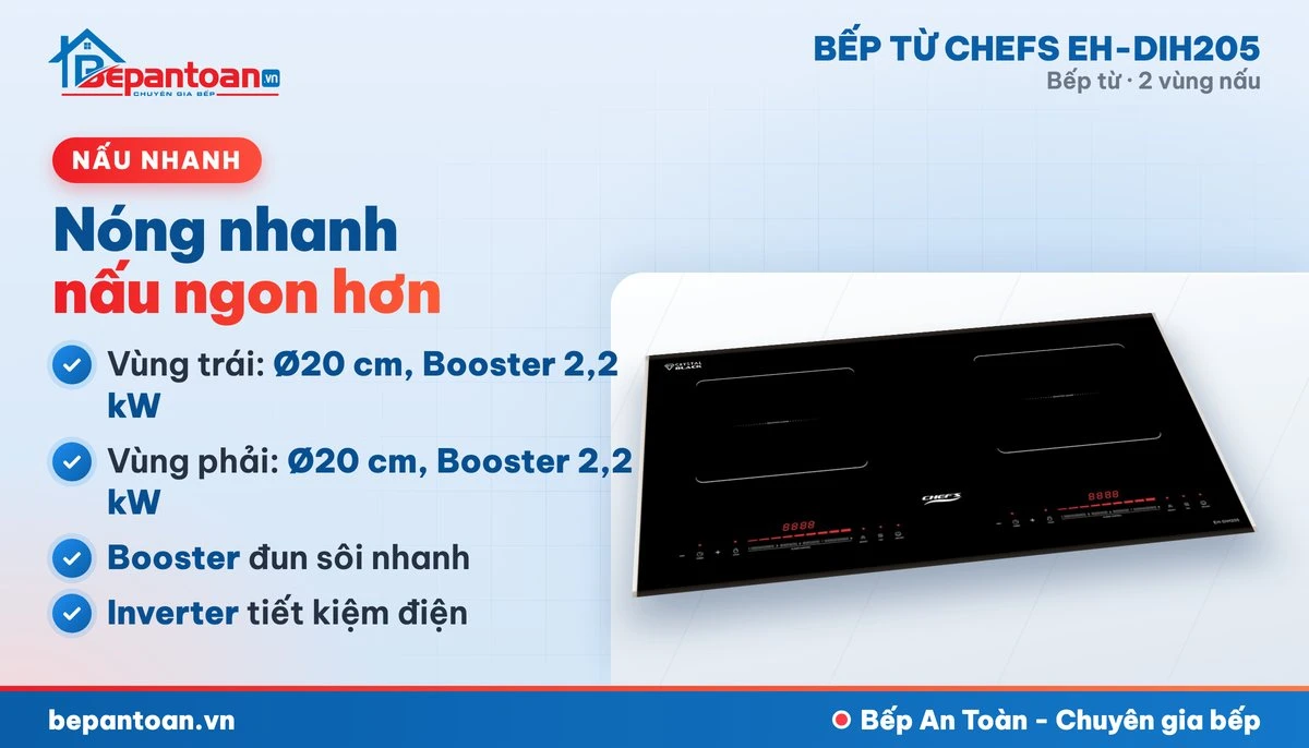 Bếp từ Chefs EH-DIH205 - công suất mạnh, nấu nhanh
