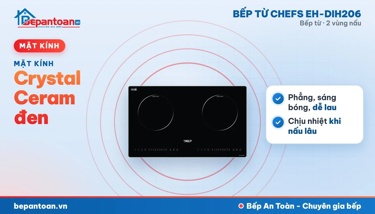 Bếp từ Chefs EH-DIH206 - mặt kính crystal ceram đen