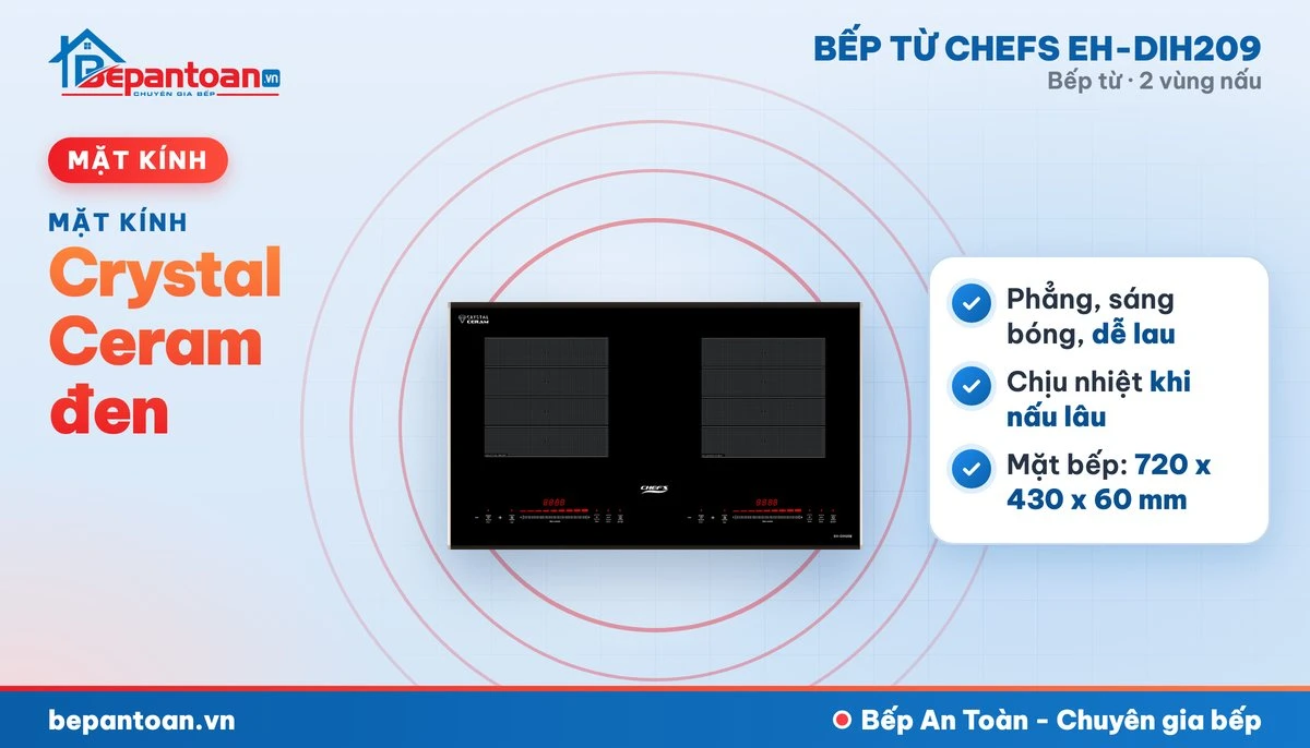 Bếp từ Chefs EH-DIH209 - mặt kính crystal ceram đen