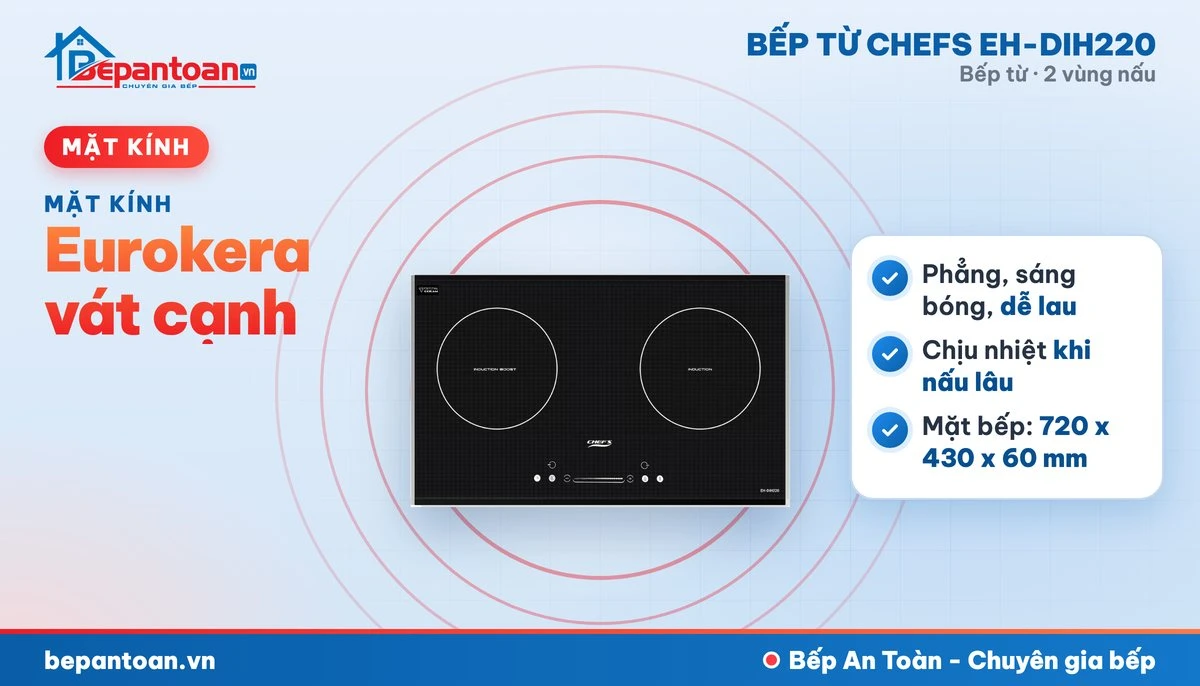 Bếp từ Chefs EH-DIH220 - mặt kính eurokera vát cạnh