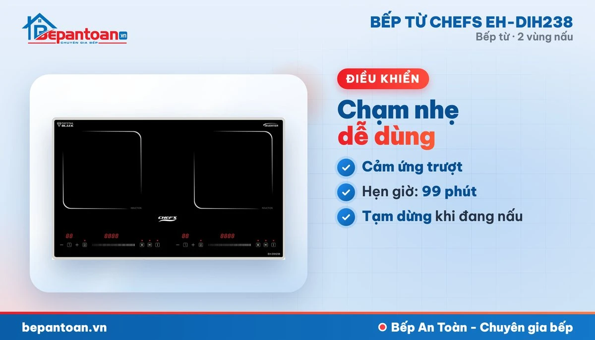 Bếp từ Chefs EH-DIH238 - điều khiển dễ dùng