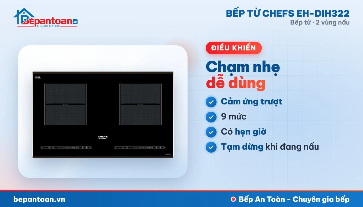 Bếp từ Chefs EH-DIH322 - điều khiển dễ dùng