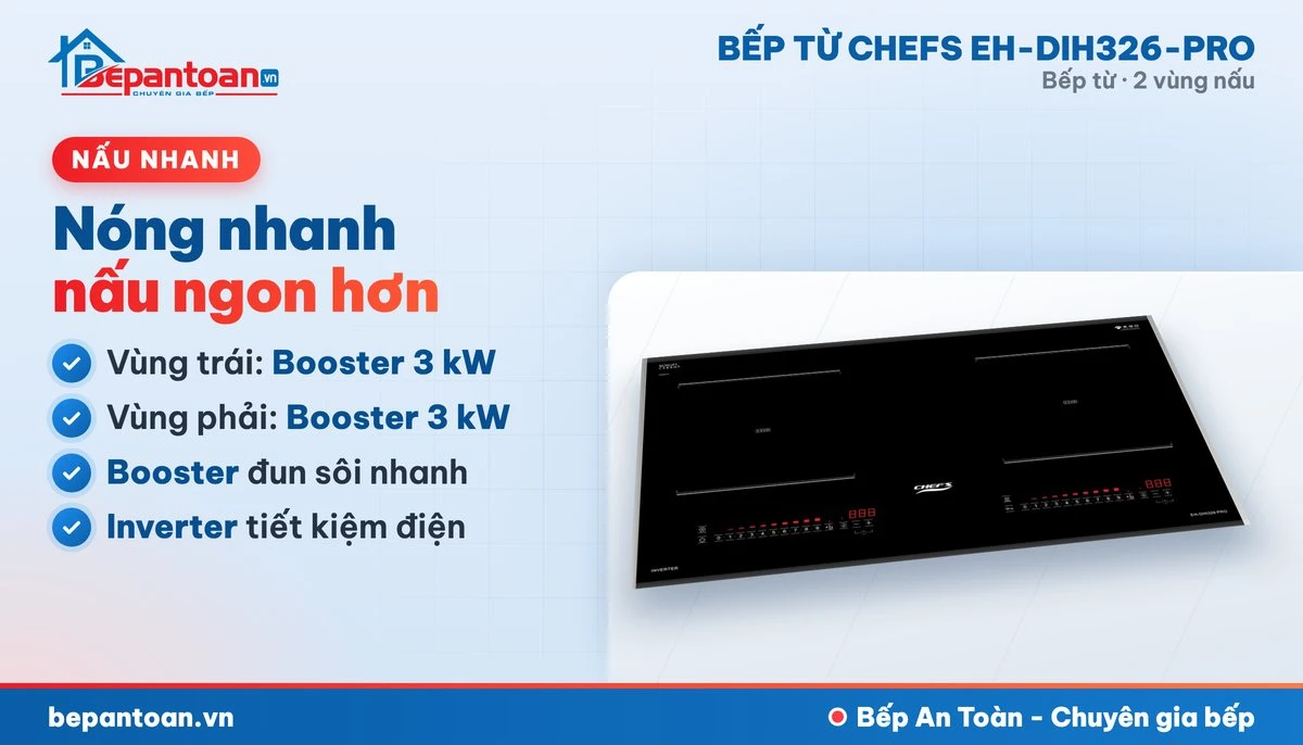 Bếp từ Chefs EH-DIH326-PRO - công suất mạnh, nấu nhanh