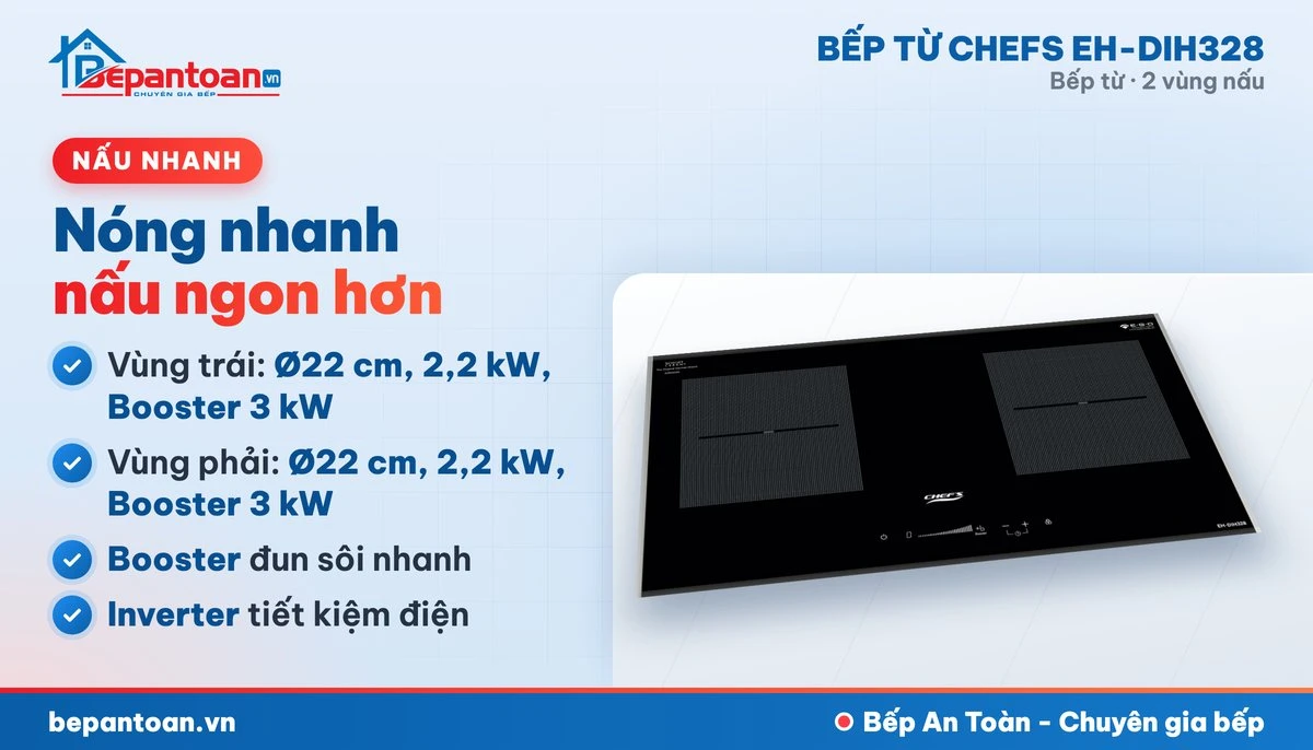 Bếp từ Chefs EH-DIH328 - công suất mạnh, nấu nhanh