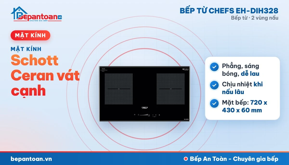 Bếp từ Chefs EH-DIH328 - mặt kính schott ceran vát cạnh