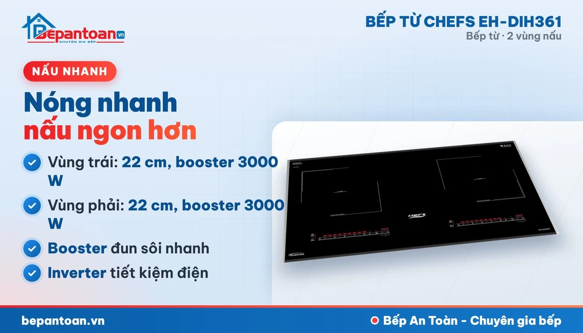 Bếp từ Chefs EH-DIH361 - công suất mạnh, nấu nhanh