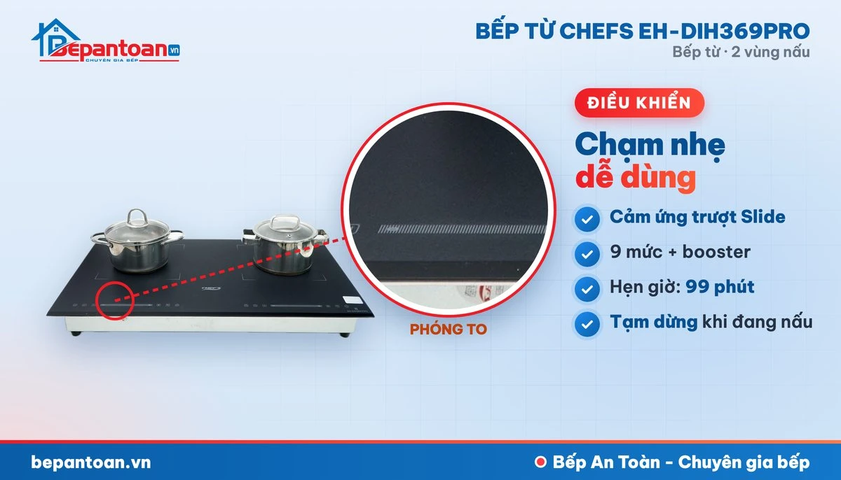 Bếp từ Chefs EH-DIH369PRO - điều khiển dễ dùng