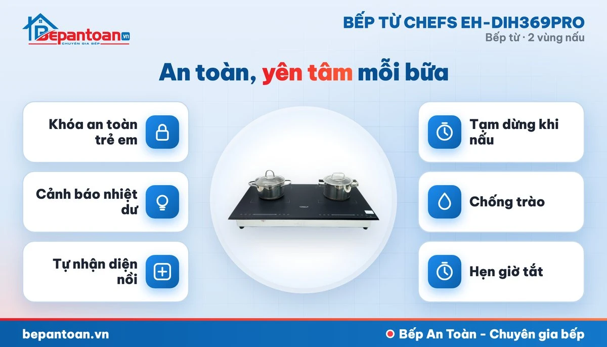 Bếp từ Chefs EH-DIH369PRO - an toàn cho cả gia đình