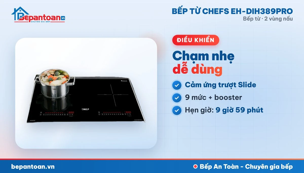 Bếp từ Chefs EH-DIH389PRO - điều khiển dễ dùng