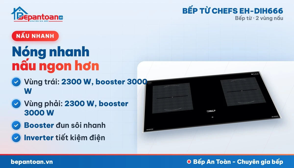 Bếp từ Chefs EH-DIH666 - công suất mạnh, nấu nhanh