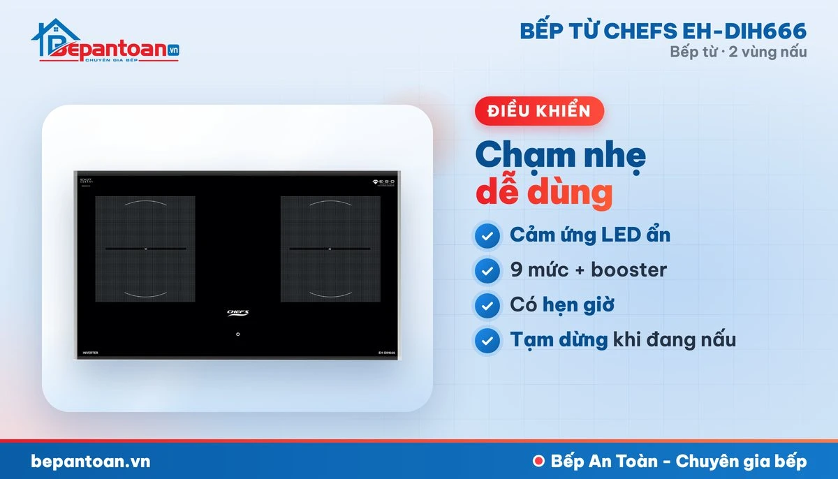 Bếp từ Chefs EH-DIH666 - điều khiển dễ dùng