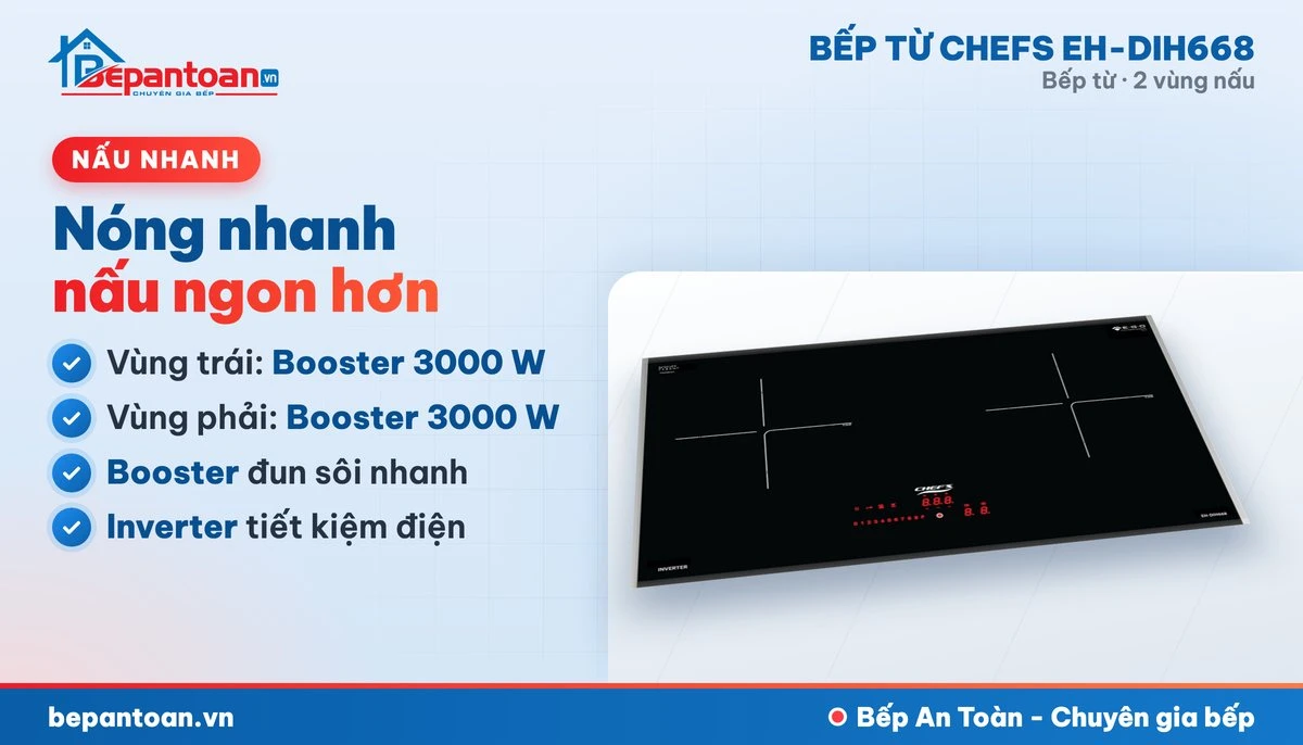 Bếp từ Chefs EH-DIH668 - công suất mạnh, nấu nhanh