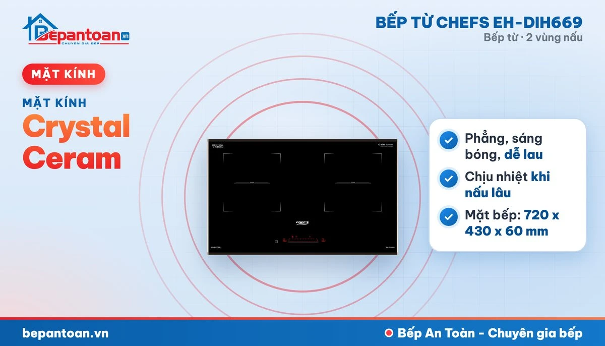 Bếp từ Chefs EH-DIH669 - mặt kính crystal ceram