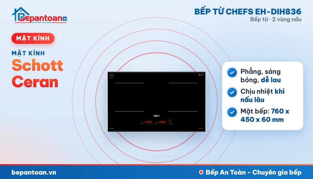 Bếp từ Chefs EH-DIH836 - mặt kính schott ceran