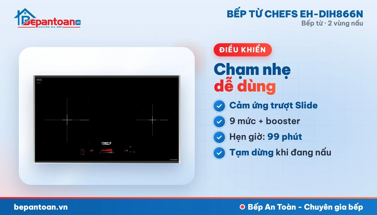 Bếp từ Chefs EH-DIH866N - điều khiển dễ dùng