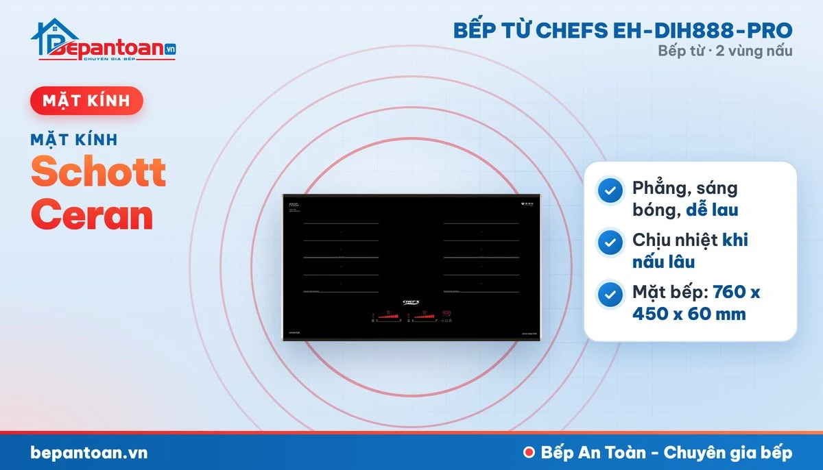 Bếp từ Chefs EH-DIH888-PRO - mặt kính schott ceran