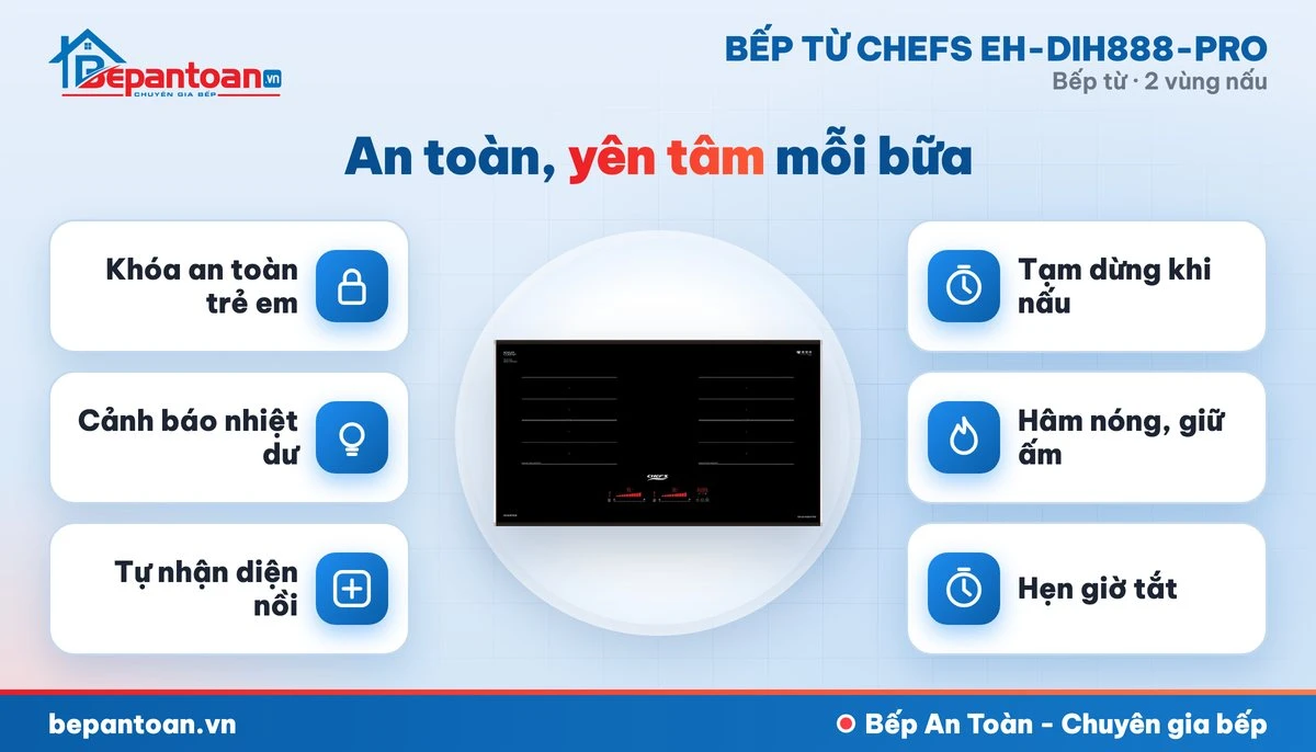Bếp từ Chefs EH-DIH888-PRO - an toàn cho cả gia đình