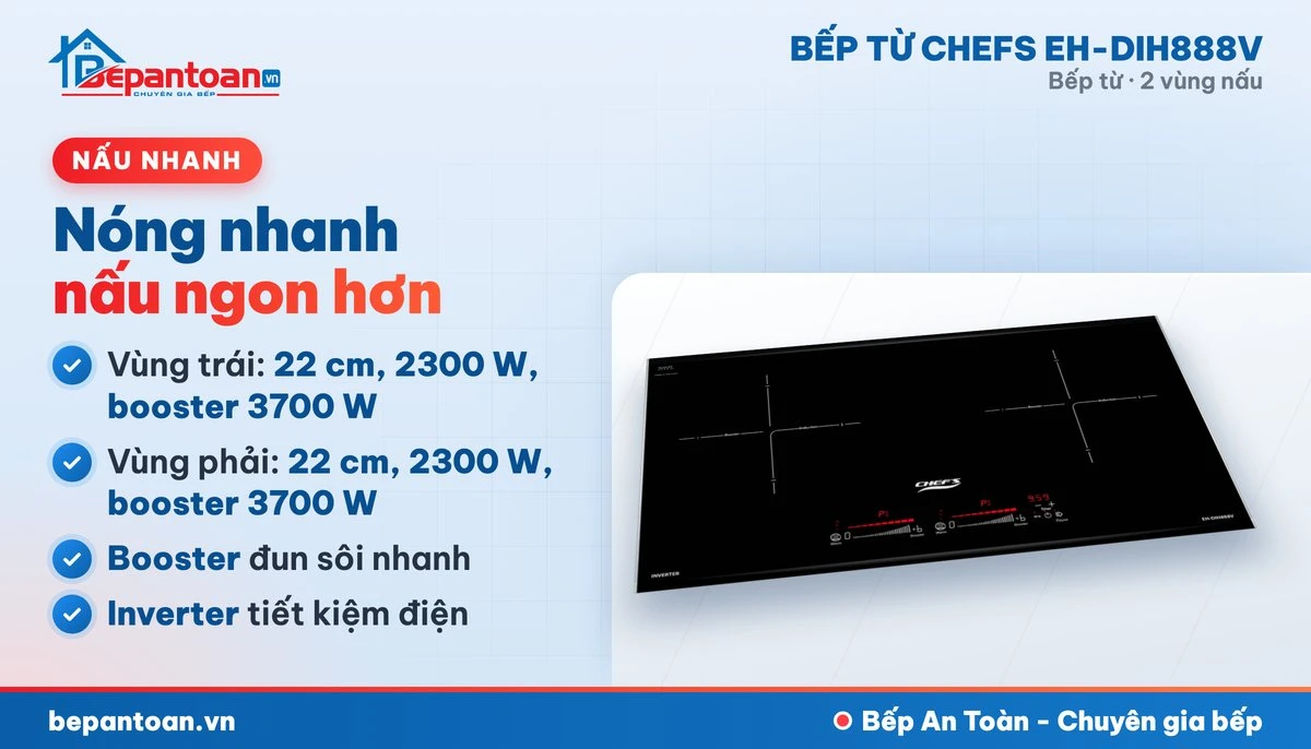 Bếp từ Chefs EH-DIH888V - công suất mạnh, nấu nhanh