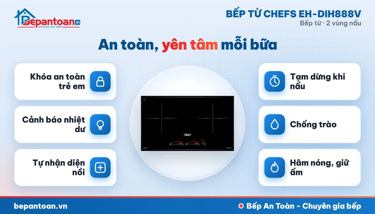 Bếp từ Chefs EH-DIH888V - an toàn cho cả gia đình