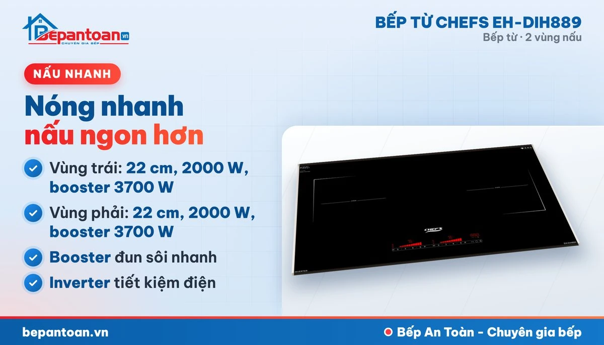 Bếp từ Chefs EH-DIH889 - công suất mạnh, nấu nhanh
