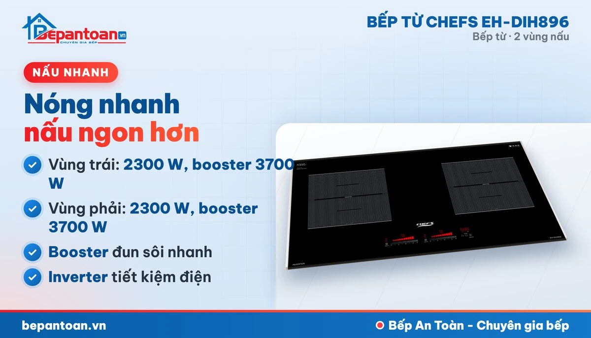 Bếp từ Chefs EH-DIH896 - công suất mạnh, nấu nhanh