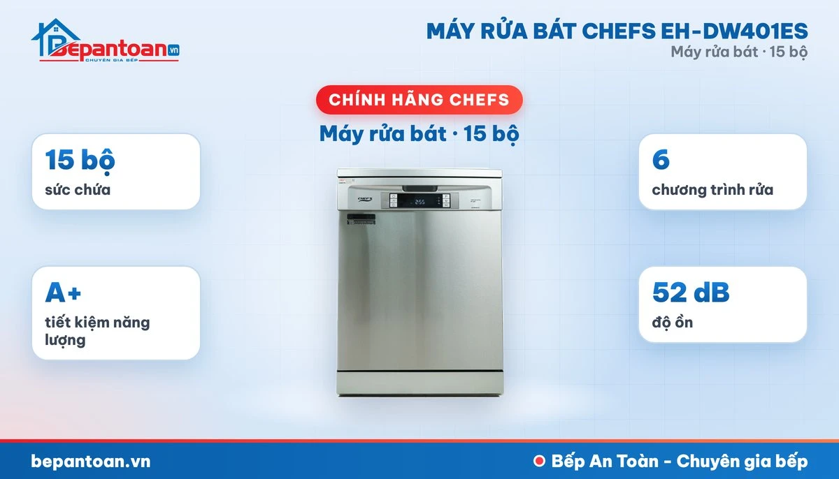 Máy rửa bát Chefs EH-DW401ES - tổng quan